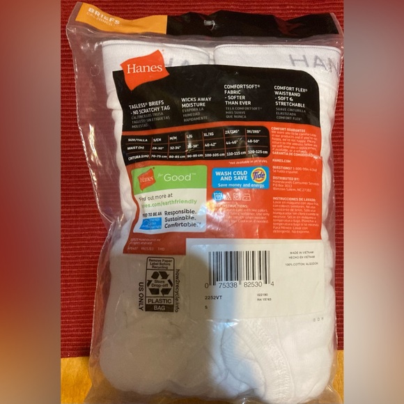 NWT Hanes Size Small 28-30” Mens 5 Pack Tagless Briefs - Picture 4 of 6